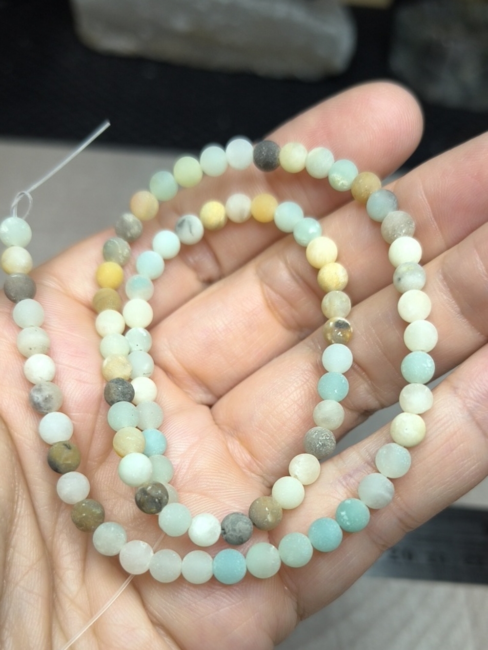 #3- 4mm Matte Amazonite Stone Beads - 15 Inch Strand - Picture 2 of 4